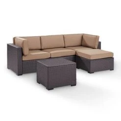 Crosley - Biscayne Mist 4 Piece Wicker Set With Loveseat, Corner Chair, Ottoman And Coffee Table -Sunbathing Shop Biscayne 4 Piece Wicker Set with Loveseat Corner Chair Ottoman and Coffee Table 4
