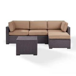 Crosley - Biscayne Mist 4 Piece Wicker Set With Loveseat, Corner Chair, Ottoman And Coffee Table -Sunbathing Shop Biscayne 4 Piece Wicker Set with Loveseat Corner Chair Ottoman and Coffee Table 8