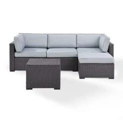 Crosley - Biscayne Mist 4 Piece Wicker Set With Loveseat, Corner Chair, Ottoman And Coffee Table -Sunbathing Shop Biscayne 4 Piece Wicker Set with Loveseat Corner Chair Ottoman and Coffee Table 9
