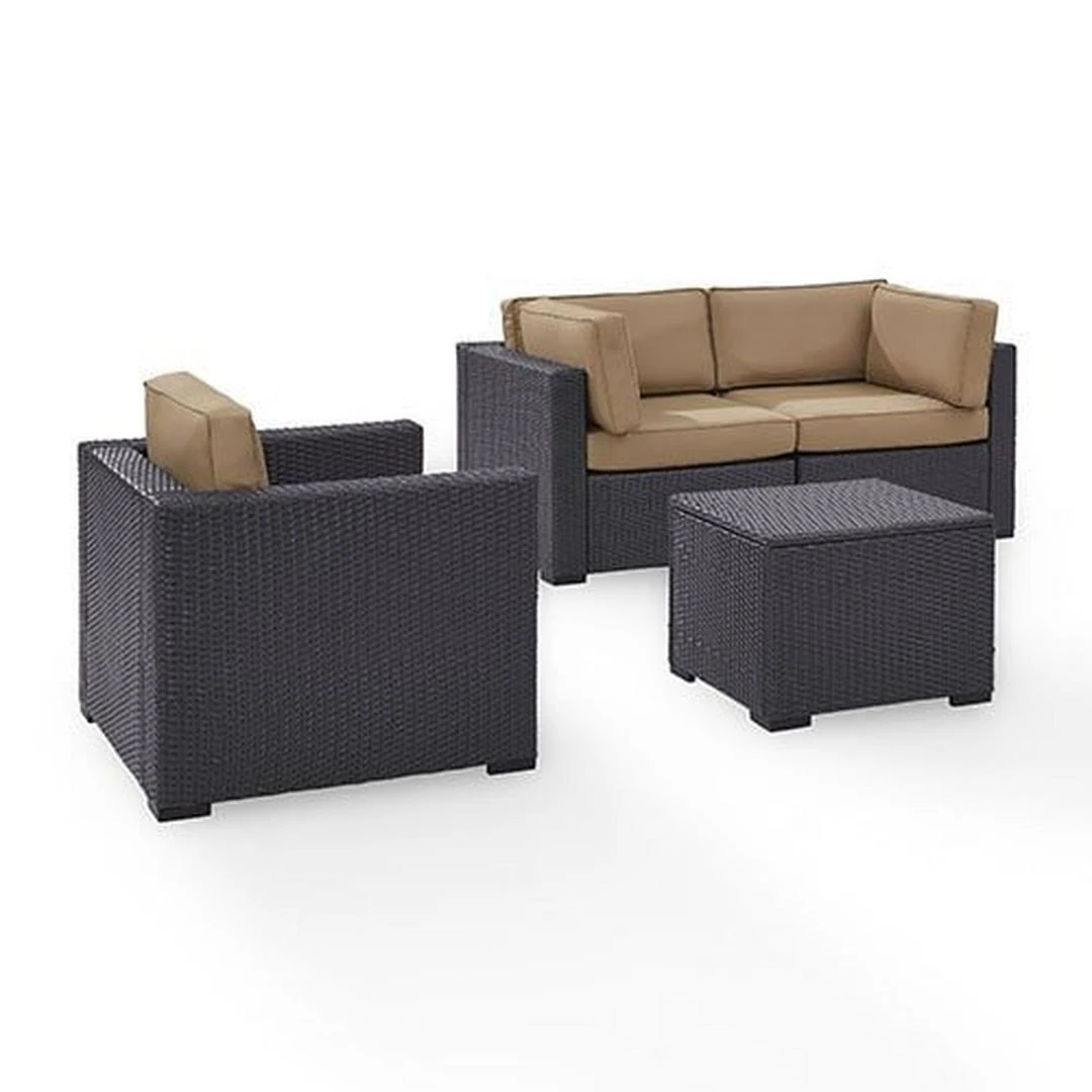 Crosley - Biscayne 4 Piece Wicker Set With Mocha Cushions - Two Corner Chairs, Arm Chair & Coffee Table 12 Crosley - Biscayne 4 Piece Wicker Set With Mocha Cushions - Two Corner Chairs, Arm Chair & Coffee Table - Image 12