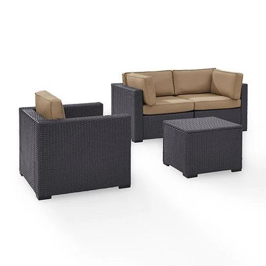 Crosley - Biscayne 4 Piece Wicker Set With Mocha Cushions - Two Corner Chairs, Arm Chair & Coffee Table 5 Crosley - Biscayne 4 Piece Wicker Set With Mocha Cushions - Two Corner Chairs, Arm Chair & Coffee Table - Image 5