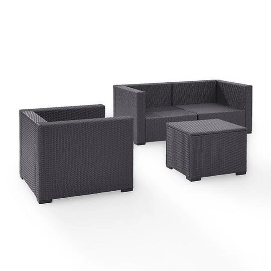 Crosley - Biscayne 4 Piece Wicker Set With Mocha Cushions - Two Corner Chairs, Arm Chair & Coffee Table 6 Crosley - Biscayne 4 Piece Wicker Set With Mocha Cushions - Two Corner Chairs, Arm Chair & Coffee Table - Image 6