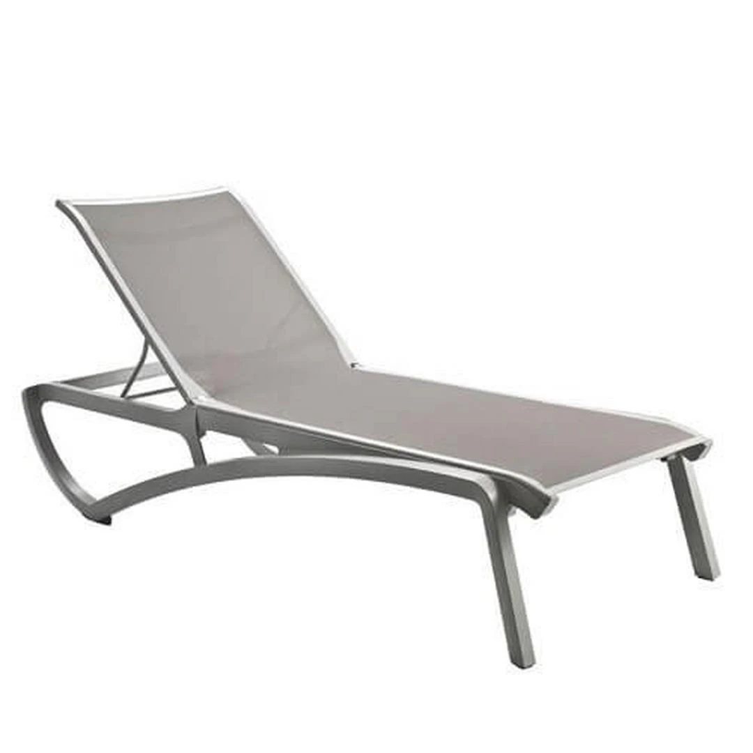 Chaise Lounge Solid Gray Sling On Platinum Gray Frame 2 Chaise Lounge Solid Gray Sling On Platinum Gray Frame - Image 2