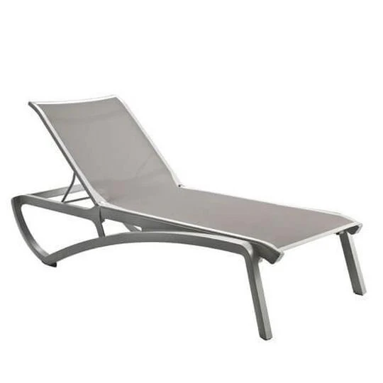 Chaise Lounge Solid Gray Sling On Platinum Gray Frame 1 Chaise Lounge Solid Gray Sling On Platinum Gray Frame