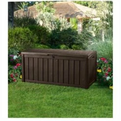 Keter - Glenwood 101 Gallon Deck Box, Brown -Sunbathing Shop Glenwood 101 Gallon Deck Box Brown 9