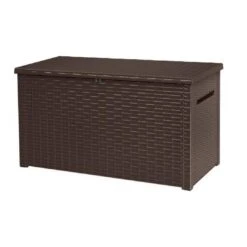 Keter - Java XXL 230 Gallon Resin Rattan-Style Outdoor Storage Deck Box, Brown -Sunbathing Shop Java XXL 230 Gallon Resin Rattan Style Outdoor Storage Deck Box Brown 5