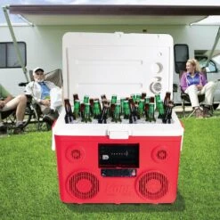 Sondpex - KoolMax 40 Quart Wheeled Cooler Bluetooth Audio And Charging Station - Red 19 Sondpex - KoolMax 40 Quart Wheeled Cooler Bluetooth Audio And Charging Station - Red -Sunbathing Shop KoolMax 40 Quart Wheeled Cooler Bluetooth Audio and Charging Station Red 7