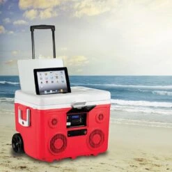Sondpex - KoolMax 40 Quart Wheeled Cooler Bluetooth Audio And Charging Station - Red 20 Sondpex - KoolMax 40 Quart Wheeled Cooler Bluetooth Audio And Charging Station - Red -Sunbathing Shop KoolMax 40 Quart Wheeled Cooler Bluetooth Audio and Charging Station Red 8