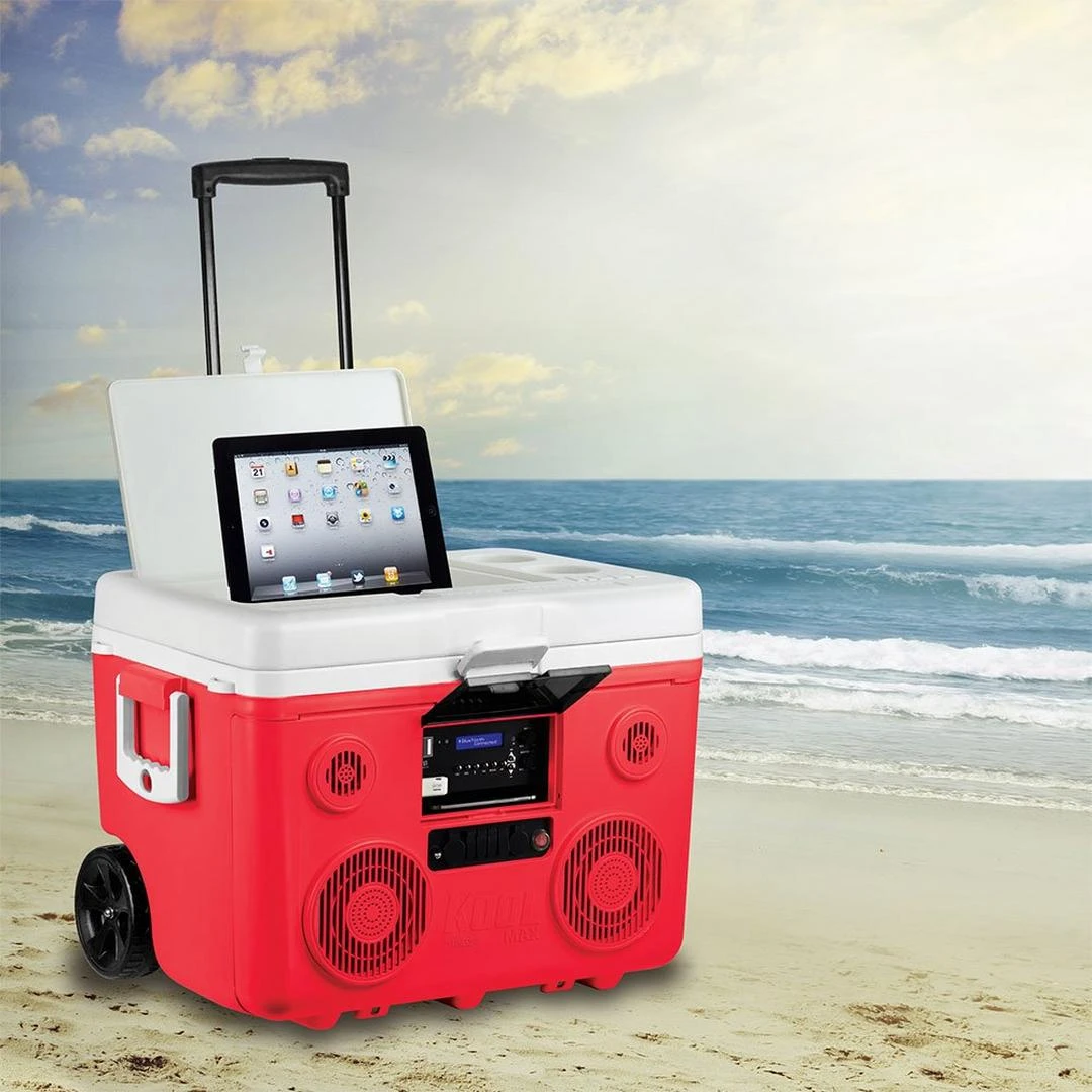 Sondpex - KoolMax 40 Quart Wheeled Cooler Bluetooth Audio And Charging Station - Red 9 Sondpex - KoolMax 40 Quart Wheeled Cooler Bluetooth Audio And Charging Station - Red - Image 9