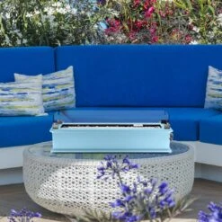 Ukiah - Loom X Blossom 28in Tabletop Fire Pit - Sky -Sunbathing Shop Loom X Blossom 28in Tabletop Fire Pit Sky 4