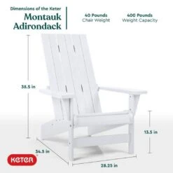Keter - Montauk Adirondack Chair, White -Sunbathing Shop Montauk Adirondack Chair White 3