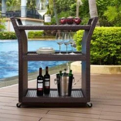 Palm Harbor Wicker Bar Cart -Sunbathing Shop Palm Harbor Wicker Bar Cart 2