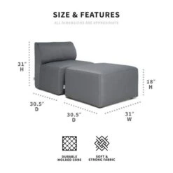 Big Joe - Patio 2-Piece Sectional Couch, Granite -Sunbathing Shop Patio 2 Piece Sectional Couch Granite 2