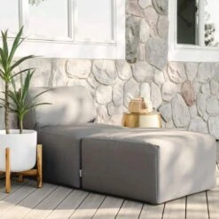 Big Joe - Patio 2-Piece Sectional Couch, Granite -Sunbathing Shop Patio 2 Piece Sectional Couch Granite 3