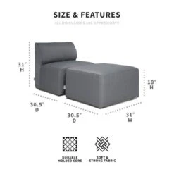Big Joe - Patio 2-Piece Sectional Couch, Granite -Sunbathing Shop Patio 2 Piece Sectional Couch Granite 5