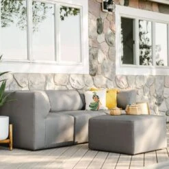 Big Joe - Patio 4-Piece Sectional Couch, Granite -Sunbathing Shop Patio 4 Piece Sectional Couch Granite 2