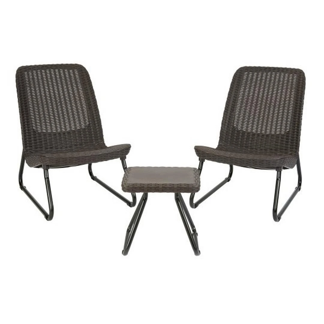 Keter - Rio 3 Piece Resin Wicker Patio Furniture Set With Side Table And Outdoor Chairs, Brown 5 Keter - Rio 3 Piece Resin Wicker Patio Furniture Set With Side Table And Outdoor Chairs, Brown - Image 5