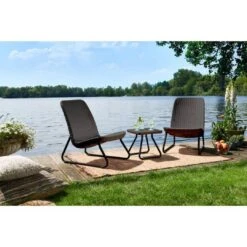 Keter - Rio 3 Piece Resin Wicker Patio Furniture Set With Side Table And Outdoor Chairs, Brown 14 Keter - Rio 3 Piece Resin Wicker Patio Furniture Set With Side Table And Outdoor Chairs, Brown -Sunbathing Shop Rio 3 Piece Resin Wicker Patio Furniture Set with Side Table and Outdoor Chairs Brown 6