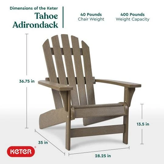 Keter - Tahoe Adirondack Chair, Brown 2 Keter - Tahoe Adirondack Chair, Brown - Image 2