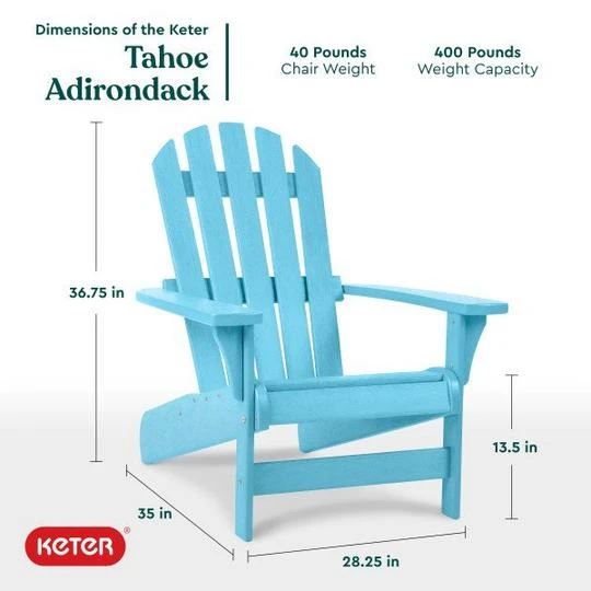 Keter - Tahoe Adirondack Chair, Seafoam 2 Keter - Tahoe Adirondack Chair, Seafoam - Image 2