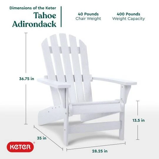 Keter - Tahoe Adirondack Chair, White 2 Keter - Tahoe Adirondack Chair, White - Image 2