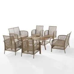 Crosley - Tribeca 8-Piece Outdoor Wicker Conversation Set, Driftwood -Sunbathing Shop Tribeca 8 Piece Outdoor Wicker Conversation Set Driftwood 15