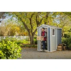 Keter - Manor 4x6 Resin Storage Shed, Grey/White 34 Keter - Manor 4x6 Resin Storage Shed, Grey/White -Sunbathing Shop White 16