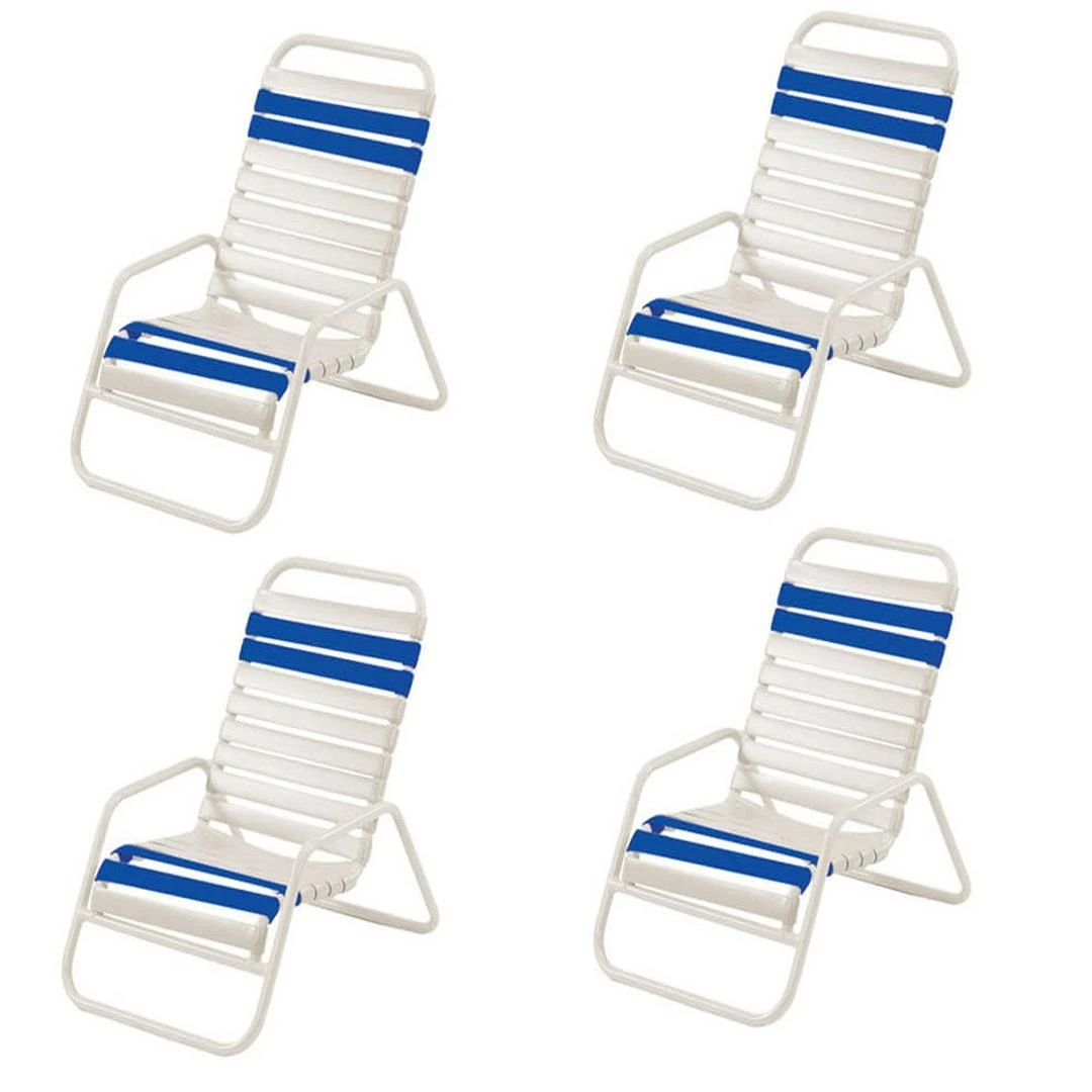Windward Design Group - Classic Blue/White Vinyl Strap Sand Chair, 4-Pack 3 Windward Design Group - Classic Blue/White Vinyl Strap Sand Chair, 4-Pack - Image 3