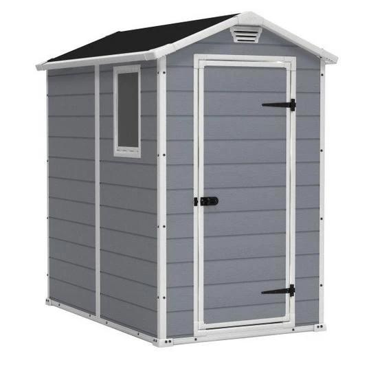 Keter - Manor 4x6 Resin Storage Shed, Grey/White 1 Keter - Manor 4x6 Resin Storage Shed, Grey/White